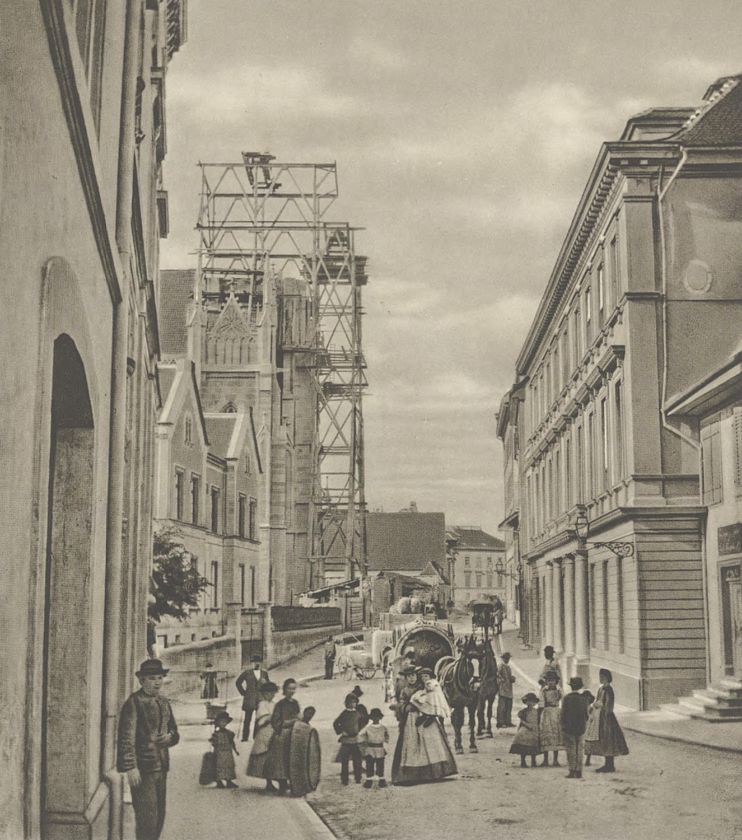 Die Elisabethenkirche während des Baus, vor 1864 – {source?html}
