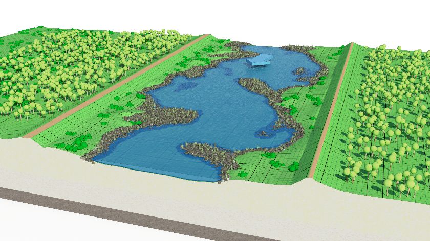 Visualisierung mögliches Flussbett der Wiese – {source?html}