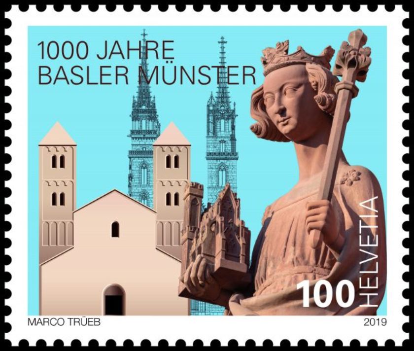 Sondermarke zum Jubiläum 1000 Jahre Basler Münster, gestaltet von Marco Trüeb – {source?html}