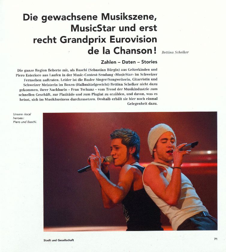 Die gewachsene Musikszene, MusicStar und erst recht Grandprix Eurovision de la Chanson! – Seite 1