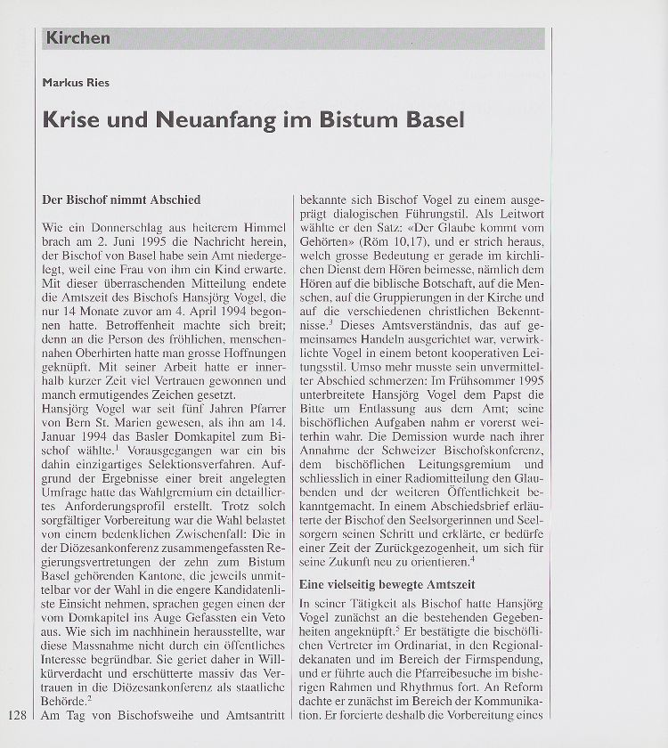 Krise und Neuanfang im Bistum Basel – Seite 1