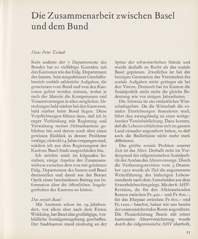 Die Zusammenarbeit zwischen Basel und dem Bund – Seite 1