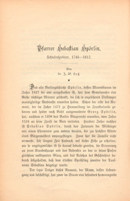 Pfarrer Sebastian Spörlin, Schulinspektor, 1745-1812 – Seite 1
