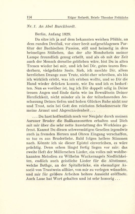 Aus Briefen Theodor Fröhlichs an Abel Burckhardt und Wilhelm Wackernagel – Seite 3