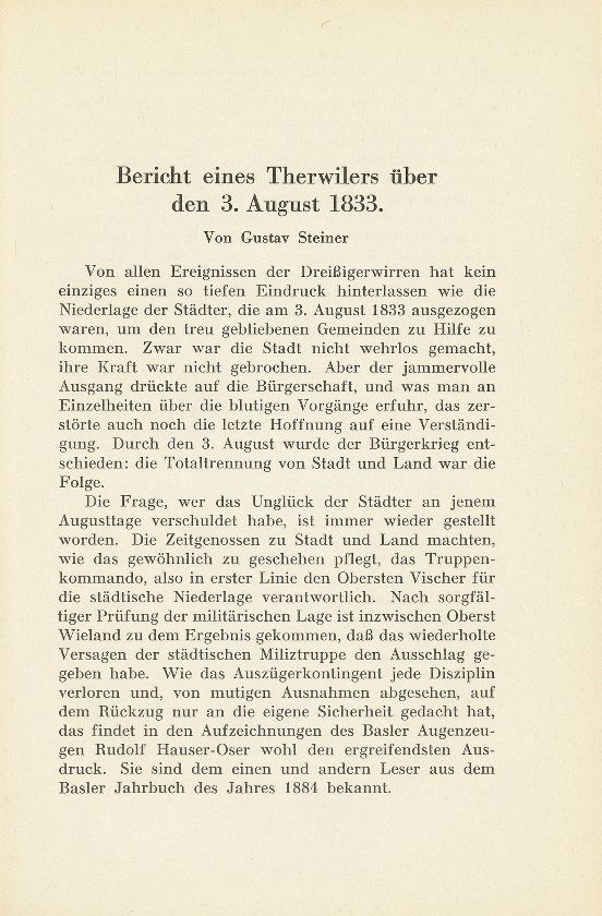 Bericht eines Therwilers über den 3. August 1833 [J. Gutzwiller-Schaub] – Seite 1