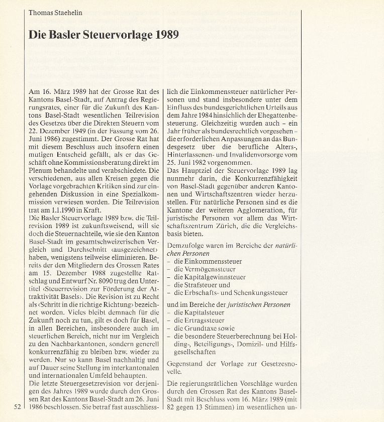 Die Basler Steuervorlage 1989 – Seite 1