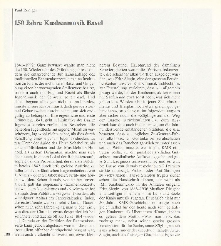150 Jahre Knabenmusik Basel – Seite 1