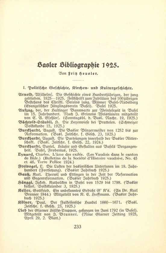 Basler Bibliographie 1925 – Seite 1