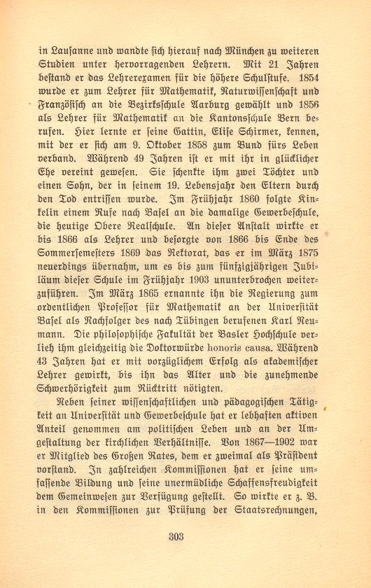 Prof. Dr. Hermann Kinkelin. 11. November 1832 bis 2. Januar 1913 – Seite 2