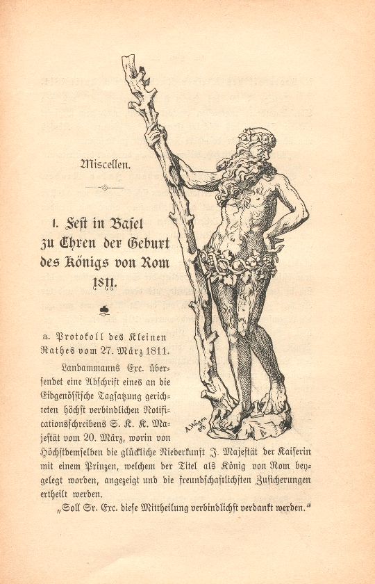 Miscellen: I. Fest in Basel zu Ehren der Geburt des Königs von Rom 1811 – Seite 1
