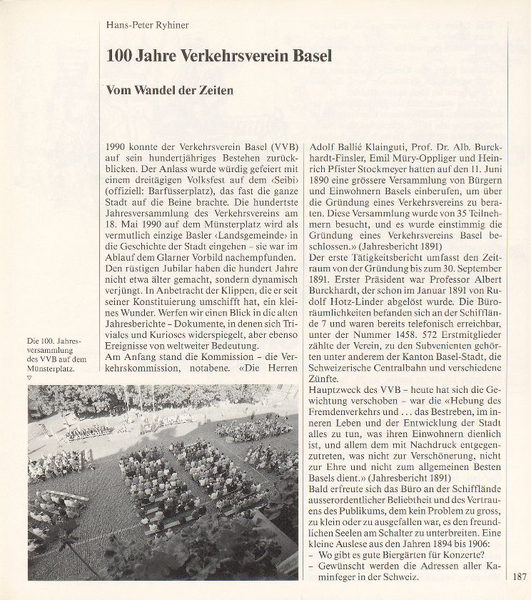 100 Jahre Verkehrsverein Basel – Seite 1