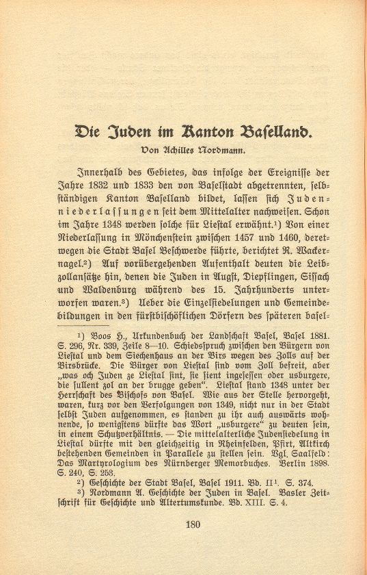 Die Juden im Kanton Baselland – Seite 1