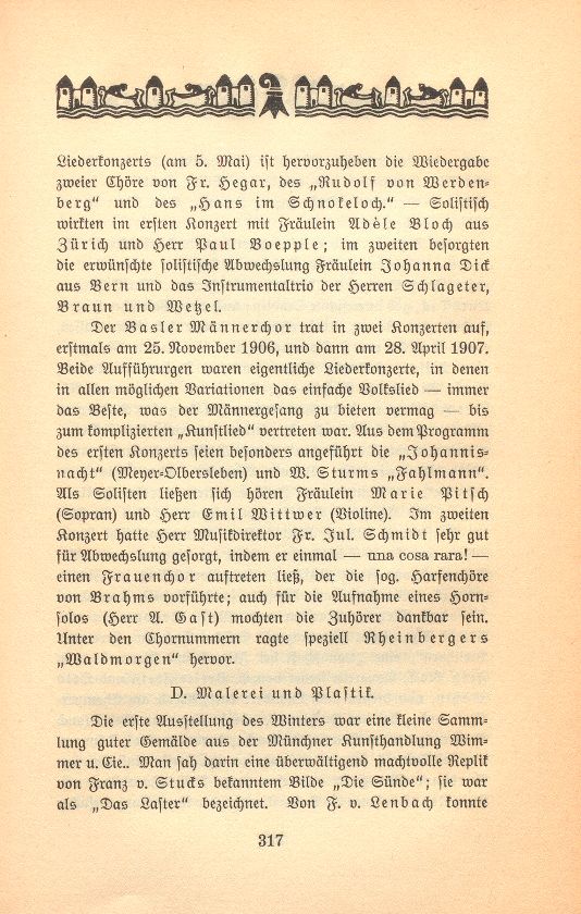 Das künstlerische Leben in Basel vom 1. November 1906 bis 31. Oktober 1907 – Seite 1