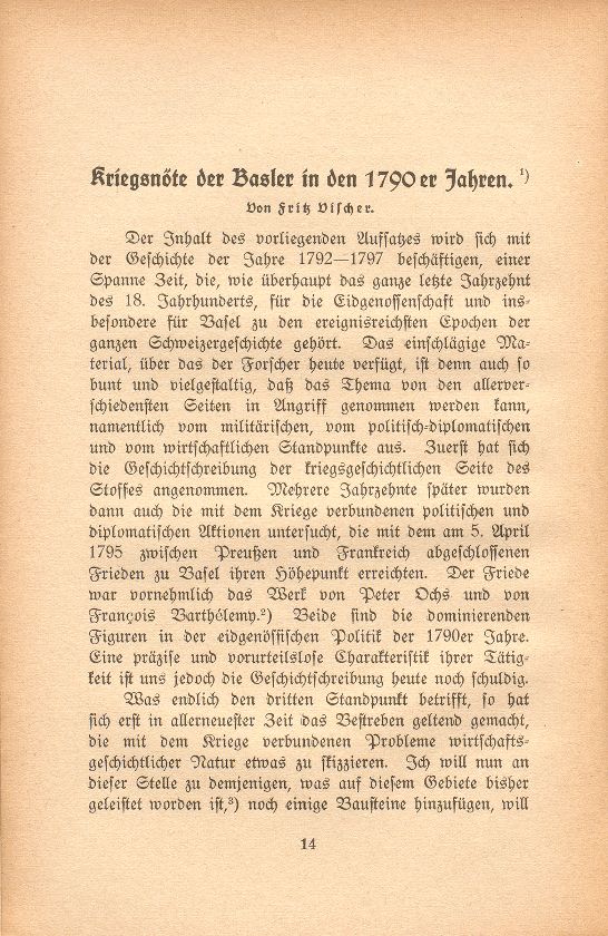 Kriegsnöte der Basler in den 1790er Jahren – Seite 1
