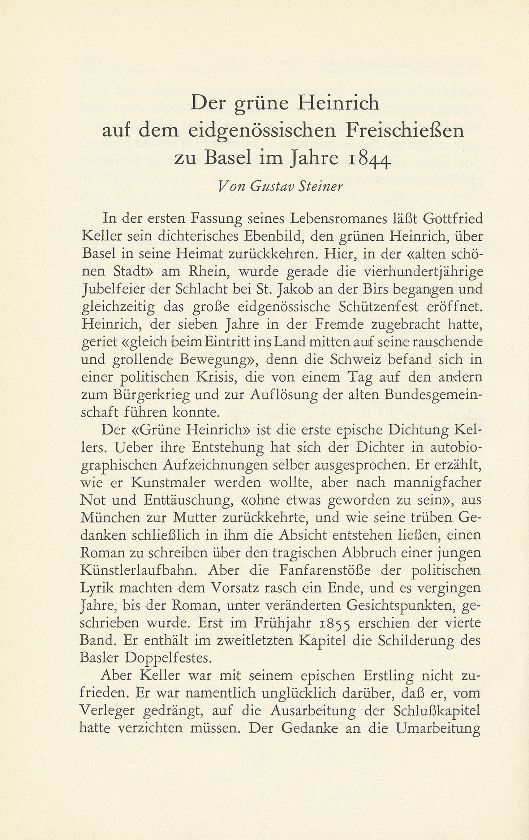 Der grüne Heinrich auf dem eidgenössischen Freischiessen zu Basel im Jahre 1844 – Seite 1