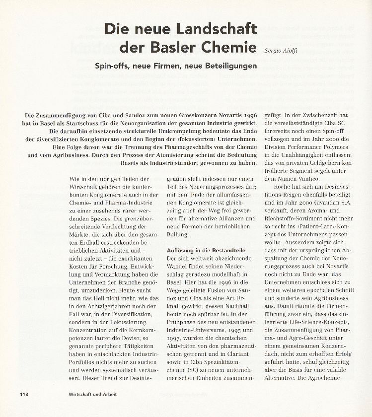 Die neue Landschaft der Basler Chemie – Seite 1