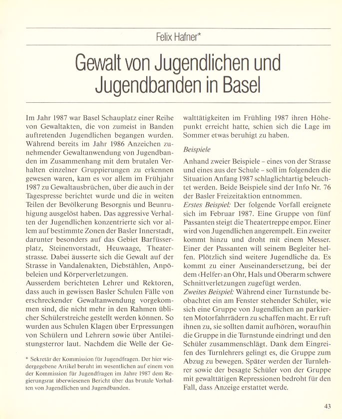 Gewalt von Jugendlichen und Jugendbanden in Basel – Seite 1