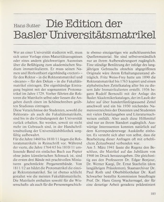 Die Edition der Basler Universitätsmatrikel – Seite 1