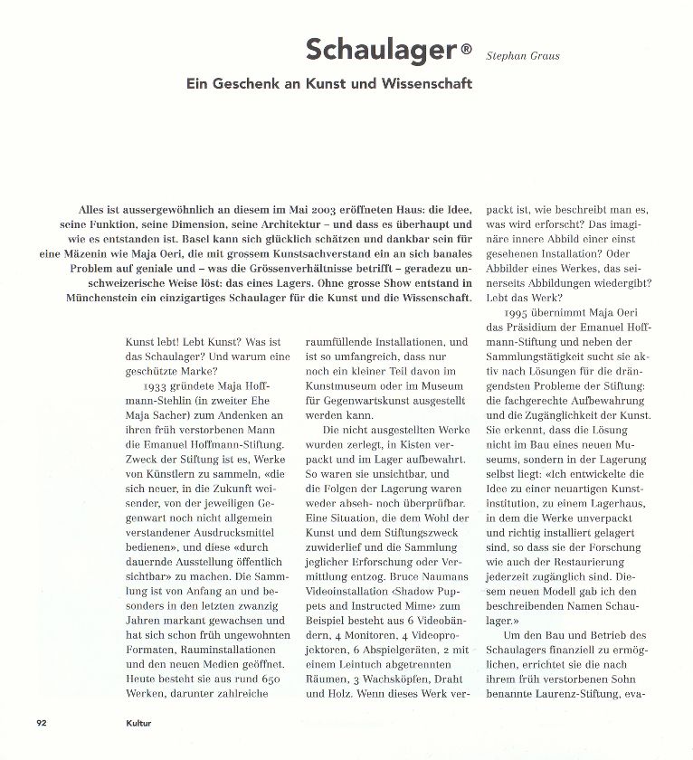 Schaulager® – Seite 1