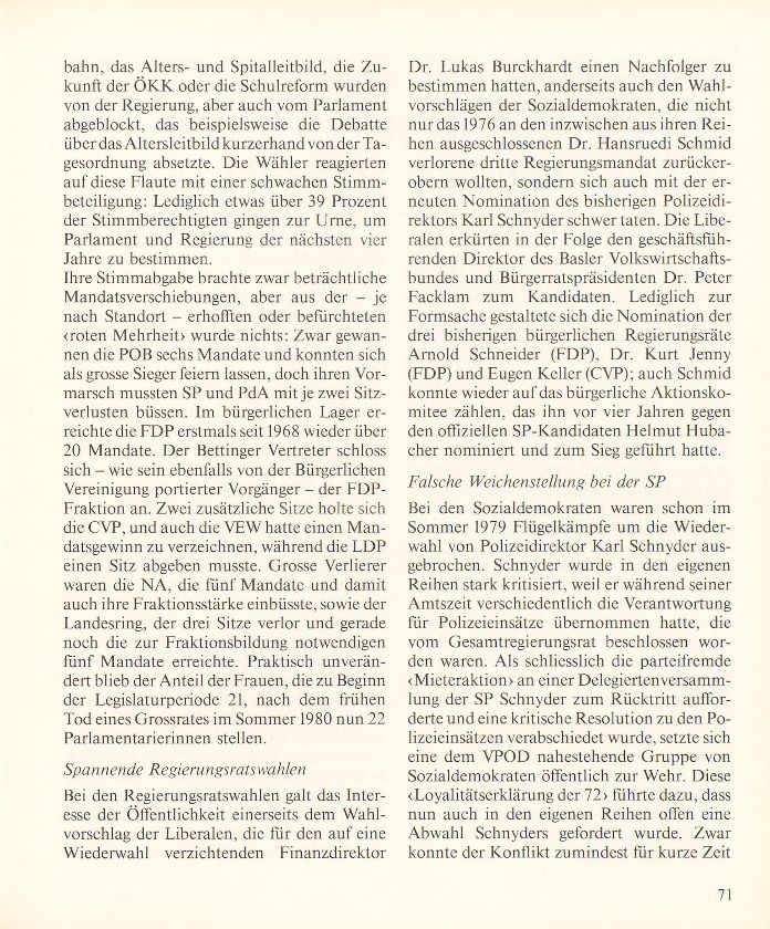 Grossrats- und Regierungsratswahlen 1980: Schichtwechsel in der Opposition – Seite 3