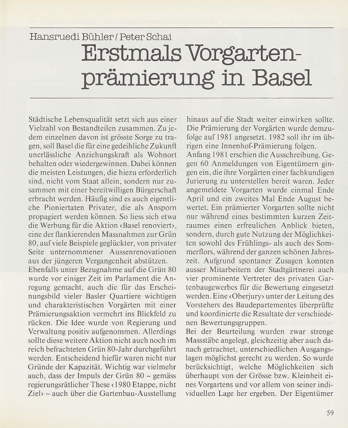 Erstmals Vorgartenprämierung in Basel – Seite 1