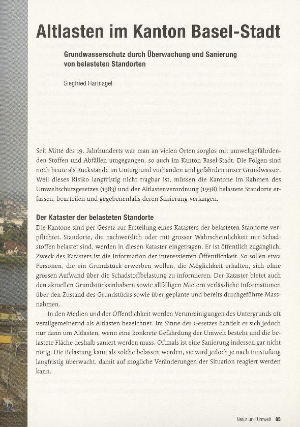 Altlasten im Kanton Basel-Stadt – Seite 1