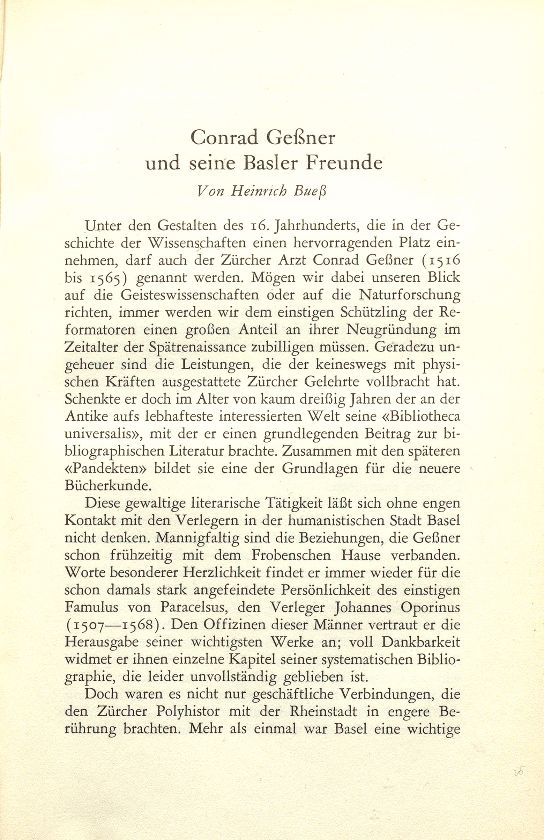 Conrad Gessner und seine Basler Freunde – Seite 1