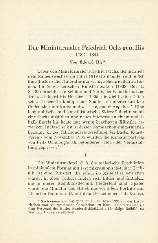 Der Miniaturmaler Friedrich Ochs, gen. His 1782-1844 – Seite 1