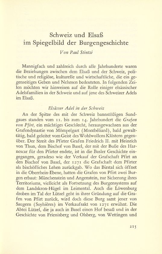 Schweiz und Elsass im Spiegelbild der Burgengeschichte – Seite 1