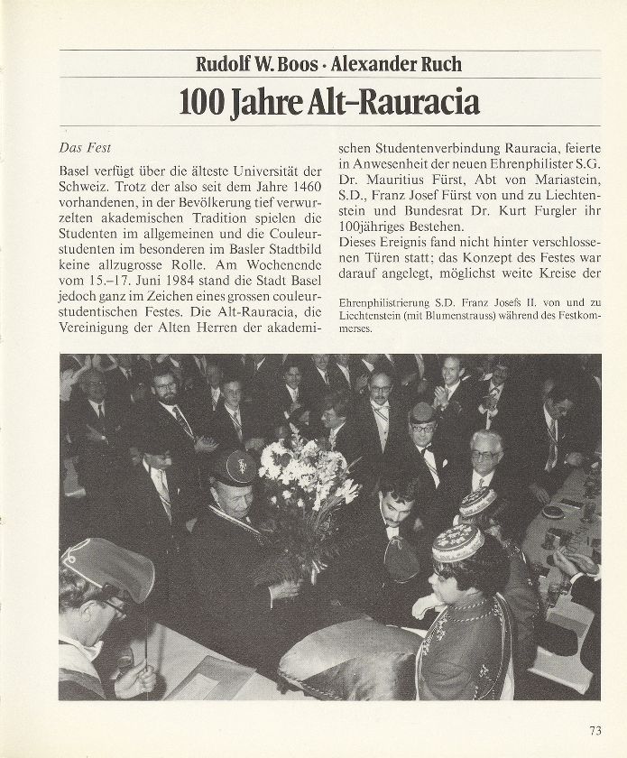 100 Jahre Alt-Rauracia – Seite 1