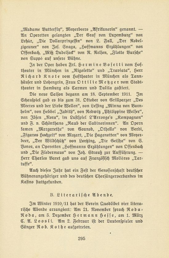 Das künstlerische Leben in Basel vom 1. November 1910 bis 31. Oktober 1911 – Seite 1