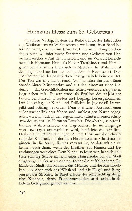 Hermann Hesse zum 80. Geburtstag – Seite 1