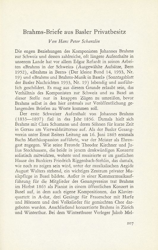 Brahms-Briefe aus Basler Privatbesitz – Seite 1