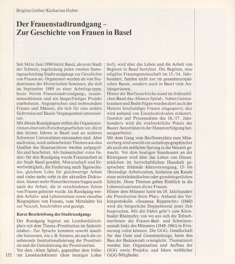 Der Frauenstadtrundgang – Zur Geschichte von Frauen in Basel – Seite 1