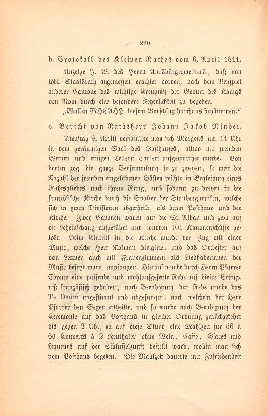 Miscellen: I. Fest in Basel zu Ehren der Geburt des Königs von Rom 1811 – Seite 2