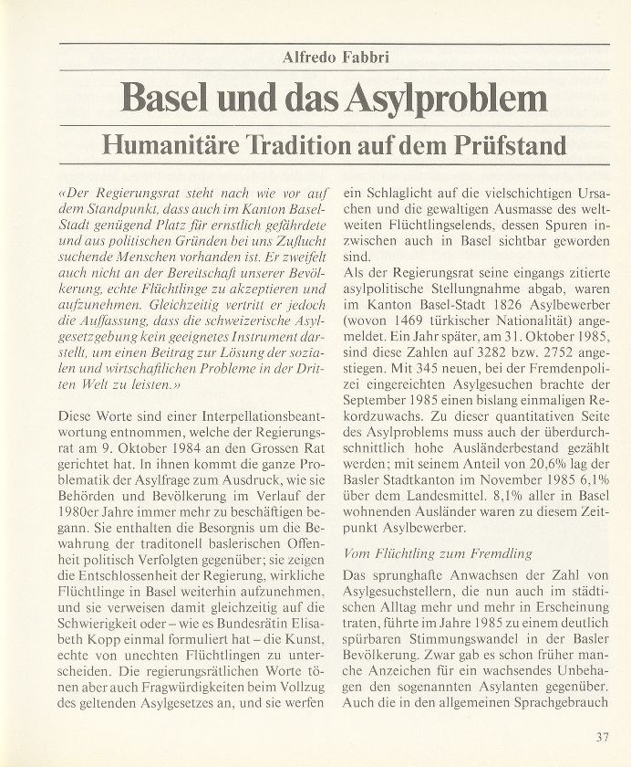 Basel und das Asylproblem – Seite 1