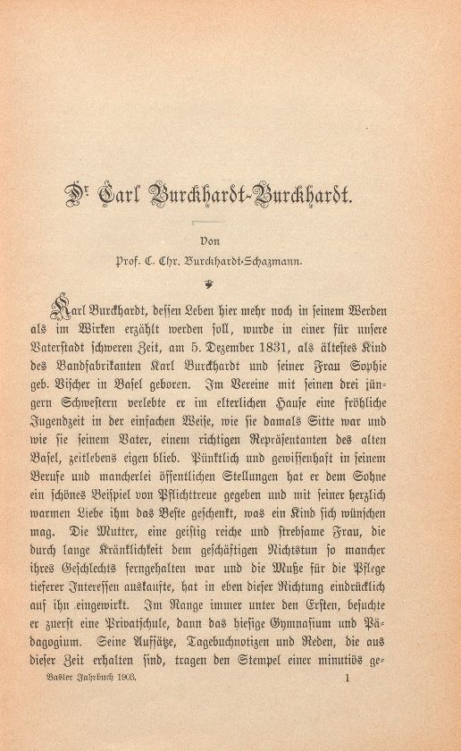 Dr. Karl Burckhardt-Burckhardt – Seite 1