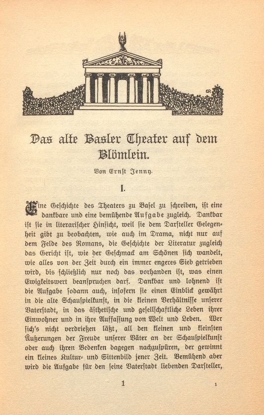 Das alte Basler Theater auf dem Blömlein – Seite 1