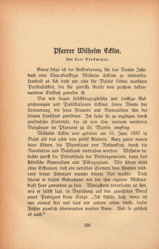 Pfarrer Wilhelm Ecklin – Seite 1