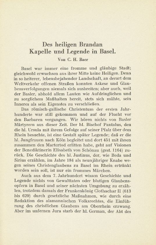 Des heiligen Brandan Kapelle und Legende in Basel – Seite 1