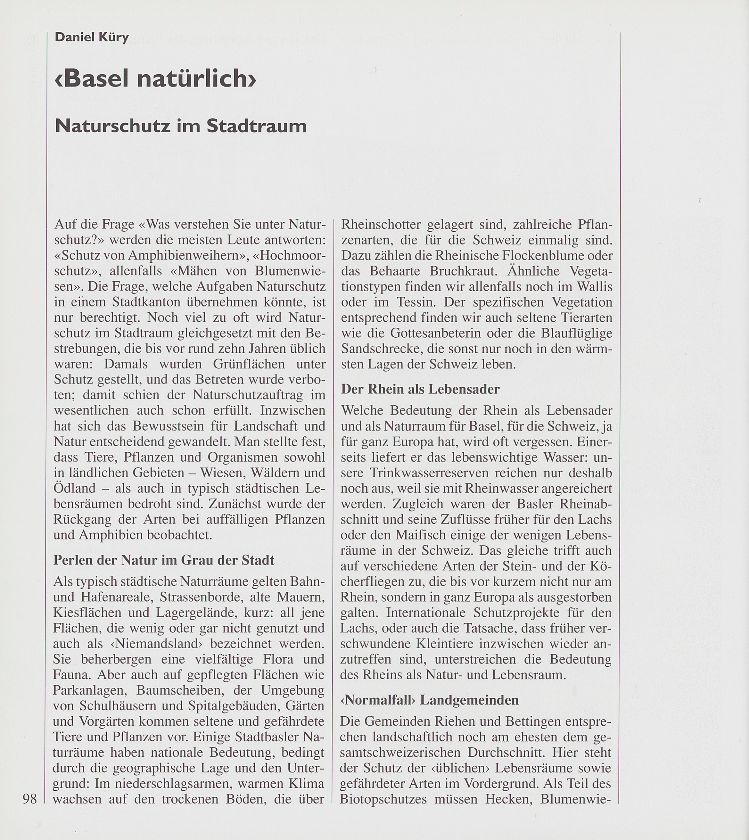 ‹Basel natürlich› – Naturschutz im Stadtraum – Seite 1