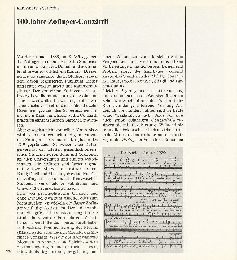 100 Jahre Zofinger-Conzärtli – Seite 1