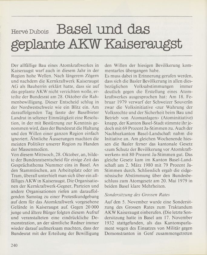 Basel und das geplante AKW Kaiseraugst – Seite 1