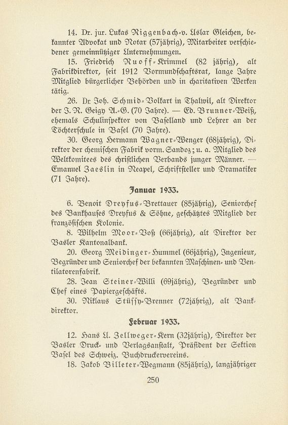 Basler Totentafel vom 1. Oktober 1932 bis 31. September 1933 – Seite 2