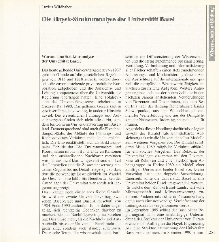 Die Hayek-Strukturanalyse der Universität Basel – Seite 1
