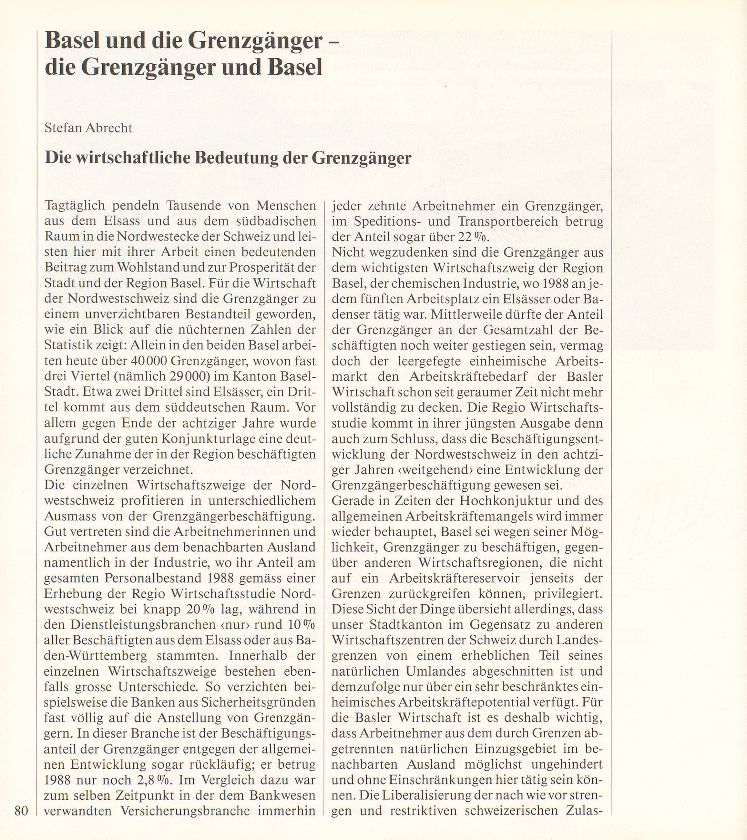 Basel und die Grenzgänger – die Grenzgänger und Basel – Seite 1
