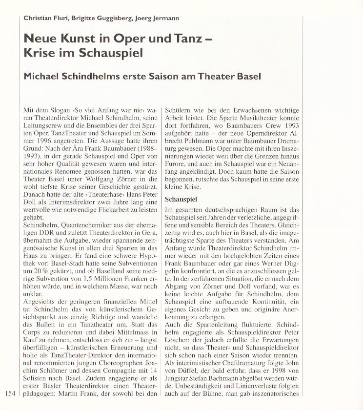 Neue Kunst in Oper und Tanz – Krise im Schauspiel – Seite 1