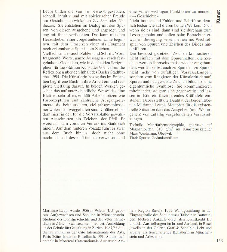 ‹Edition Kunst der 90er Jahre› – die Vorsatzblätter des Stadtbuches von 1989-1999 – Seite 2