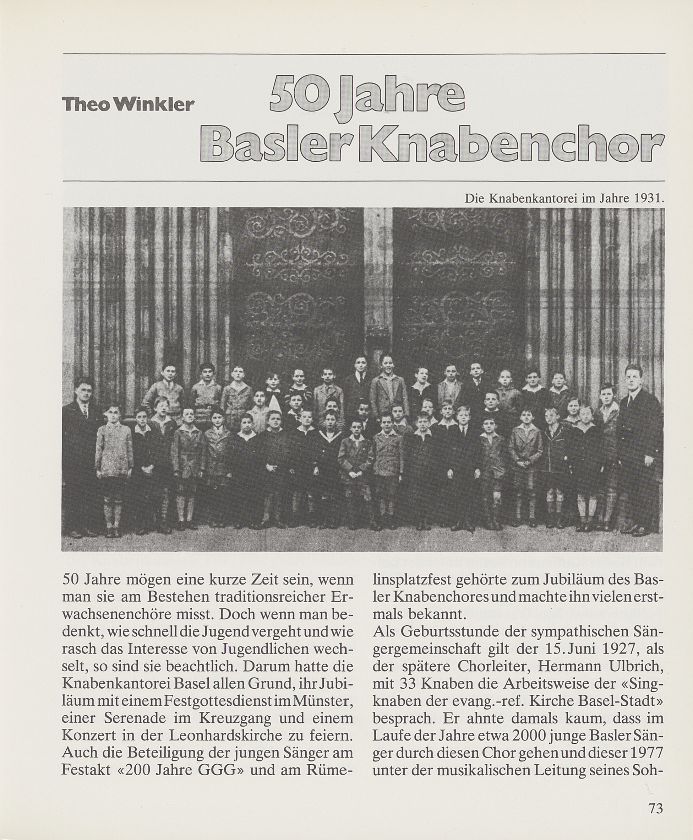 50 Jahre Basler Knabenchor – Seite 1