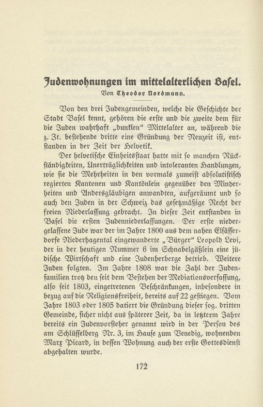 Judenwohnungen im mittelalterlichen Basel – Seite 1